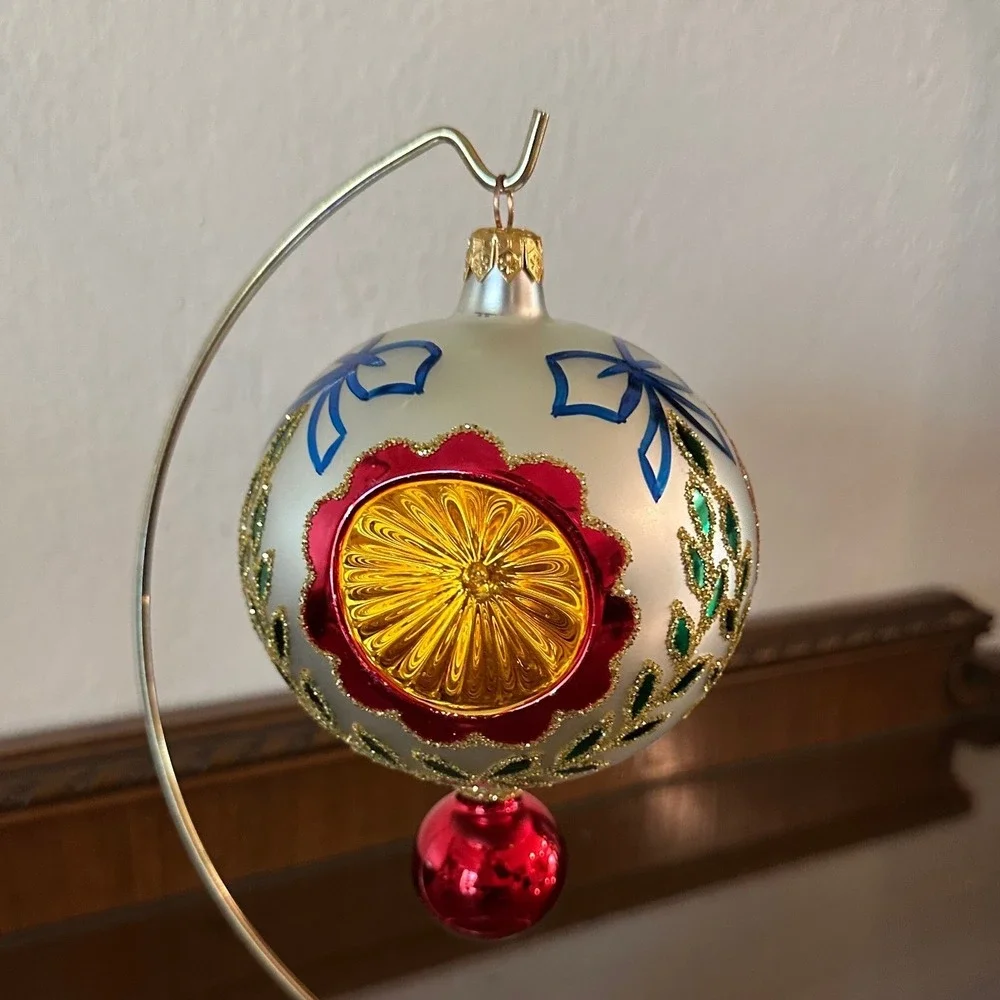 1994 Christopher Radko Epiphany Ball 6'' Triple Reflector Ornament Red 94-211-0